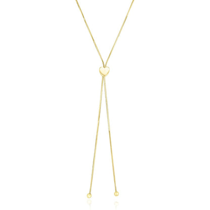 14k Yellow Gold Adjustable Heart Style Lariat Necklace | Richard Cannon Jewelry