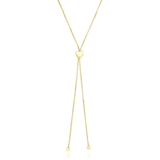 14k Yellow Gold Adjustable Heart Style Lariat Necklace | Richard Cannon Jewelry