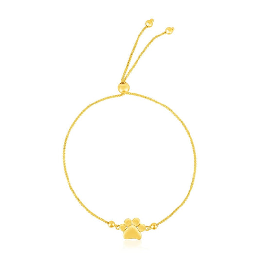 14k Yellow Gold Adjustable Paw Print Bracelet | Richard Cannon Jewelry