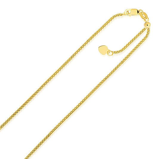 14k Yellow Gold Adjustable Popcorn Chain 1.3mm | Richard Cannon Jewelry