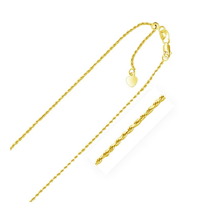 14k Yellow Gold Adjustable Rope Chain 1.0mm | Richard Cannon Jewelry