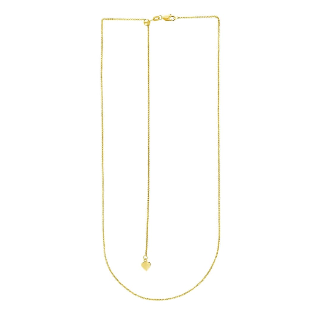 14k Yellow Gold Adjustable Wheat Chain 1.0mm | Richard Cannon Jewelry