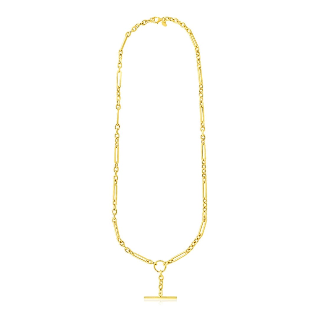 14k Yellow Gold Alternating Oval and Round Chain Necklace with Toggle | Richard Cannon