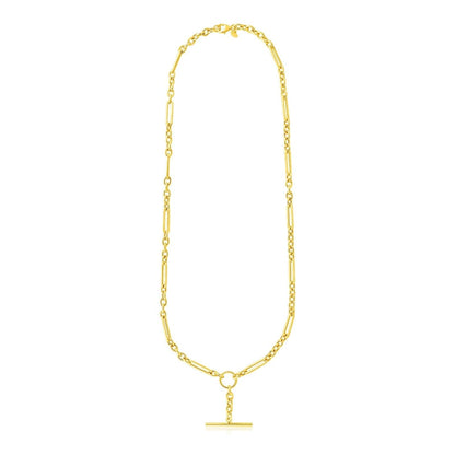 14k Yellow Gold Alternating Oval and Round Chain Necklace with Toggle | Richard Cannon