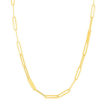 14k Yellow Gold Alternating Paperclip Chain Link and Gold Bar Necklace | Richard Cannon