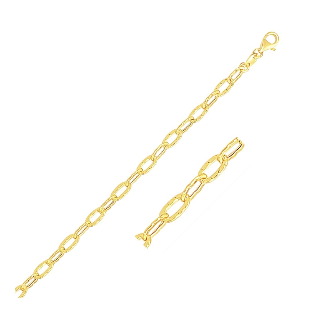 14k Yellow Gold Anklet with Flat Hammered Oval Links | Richard Cannon Jewelry