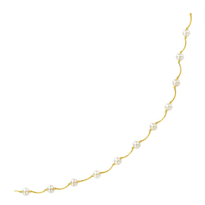 14k Yellow Gold Arc Link Necklace with White Pearls | Richard Cannon Jewelry