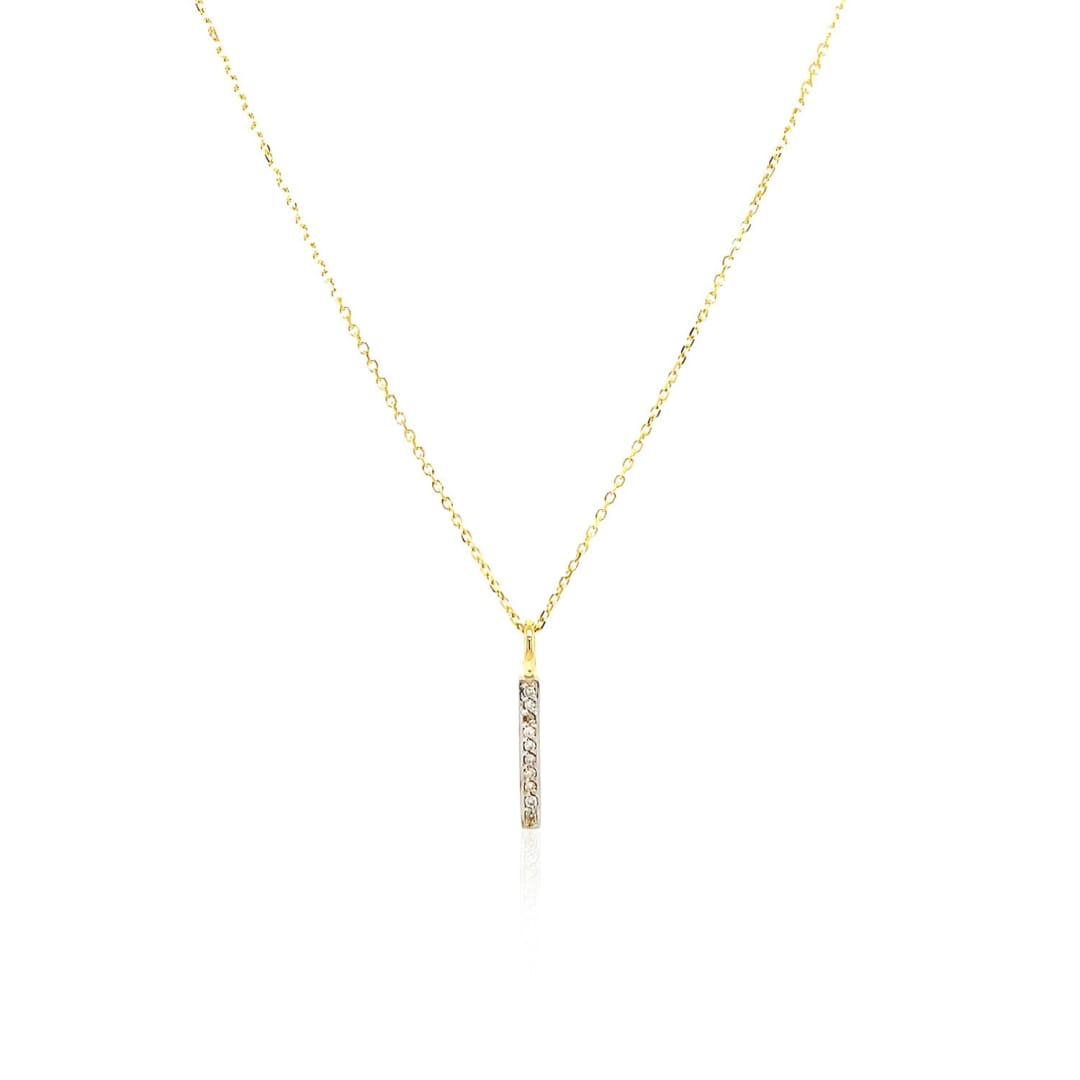 14k Yellow Gold Bar Pendant with Diamonds | Richard Cannon Jewelry