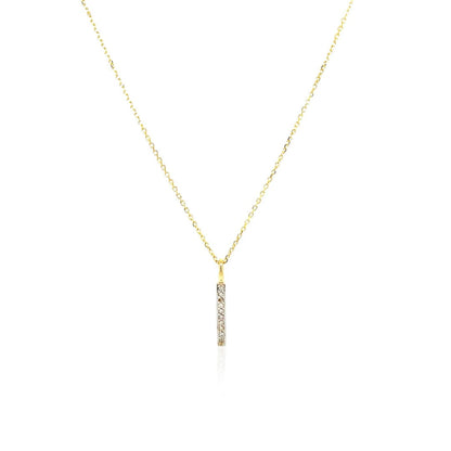 14k Yellow Gold Bar Pendant with Diamonds | Richard Cannon Jewelry