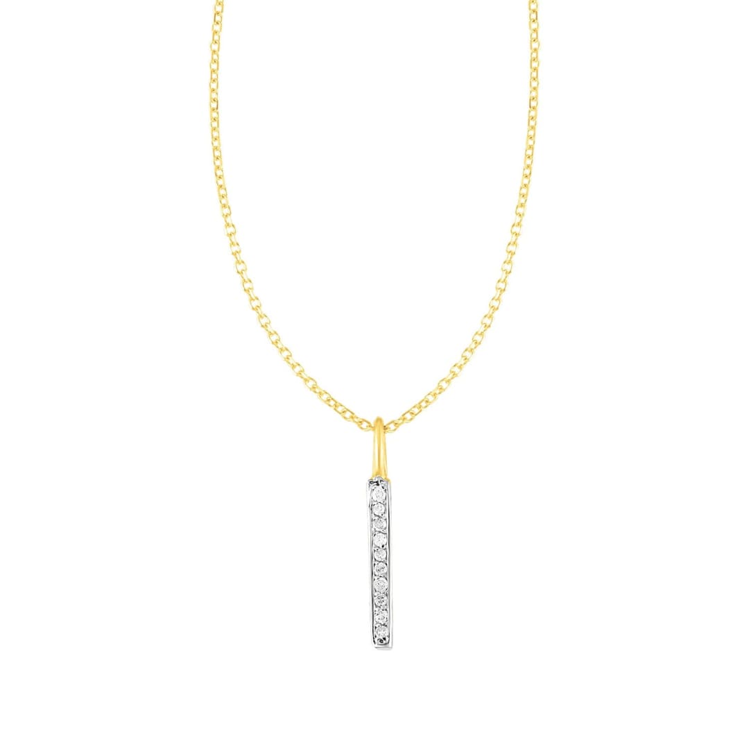 14k Yellow Gold Bar Pendant with Diamonds | Richard Cannon Jewelry