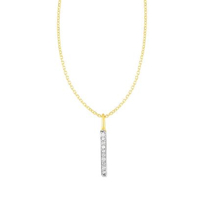 14k Yellow Gold Bar Pendant with Diamonds | Richard Cannon Jewelry