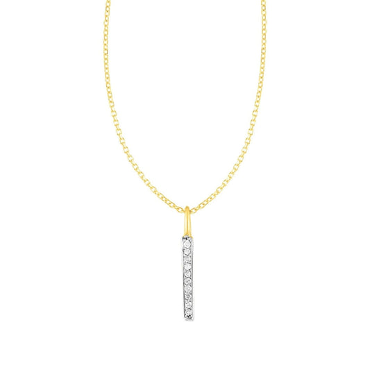 14k Yellow Gold Bar Pendant with Diamonds | Richard Cannon Jewelry