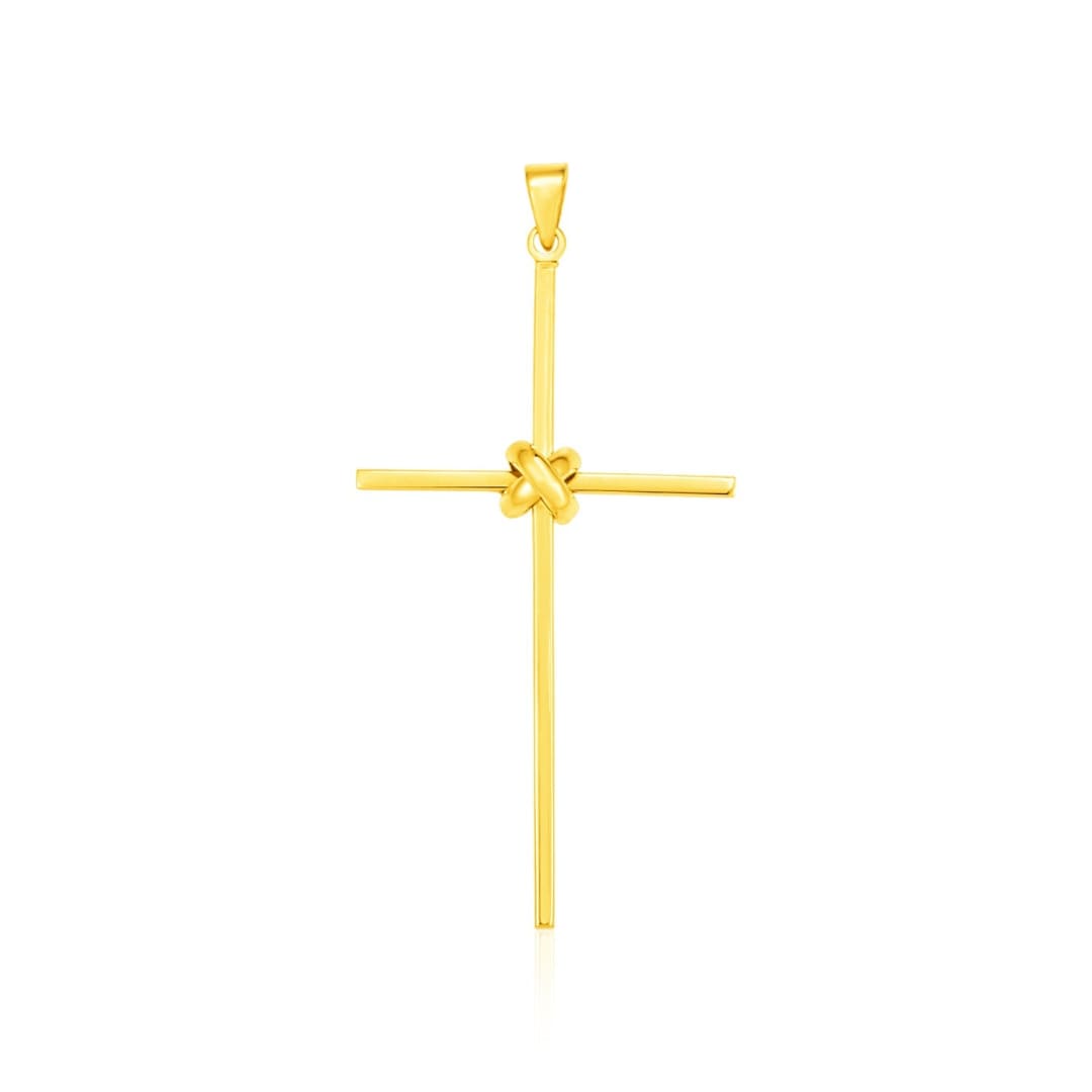 14k Yellow Gold Bar Style Cross Pendant | Richard Cannon Jewelry