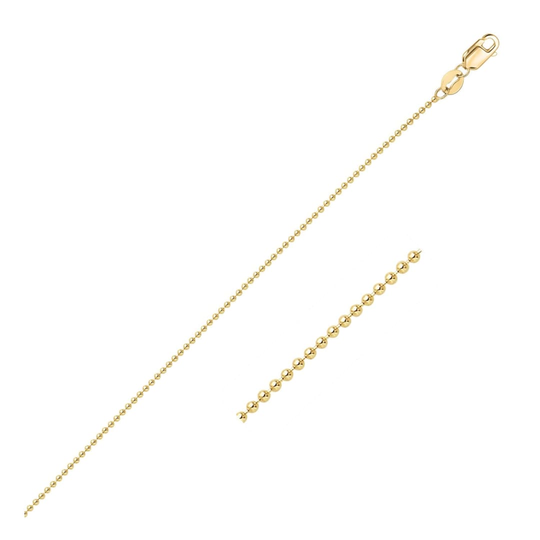 14k Yellow Gold Bead Chain 1.0mm | Richard Cannon Jewelry