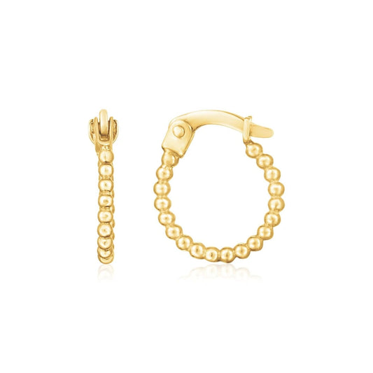 14K Yellow Gold Bead Hinged Hoop Earrings | Richard Cannon Jewelry