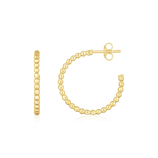 14K Yellow Gold Bead Hoop Earrings | Richard Cannon Jewelry