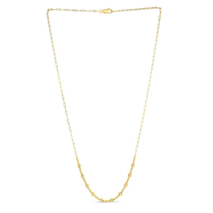14k Yellow Gold Bead Paperclip Necklace | Richard Cannon Jewelry