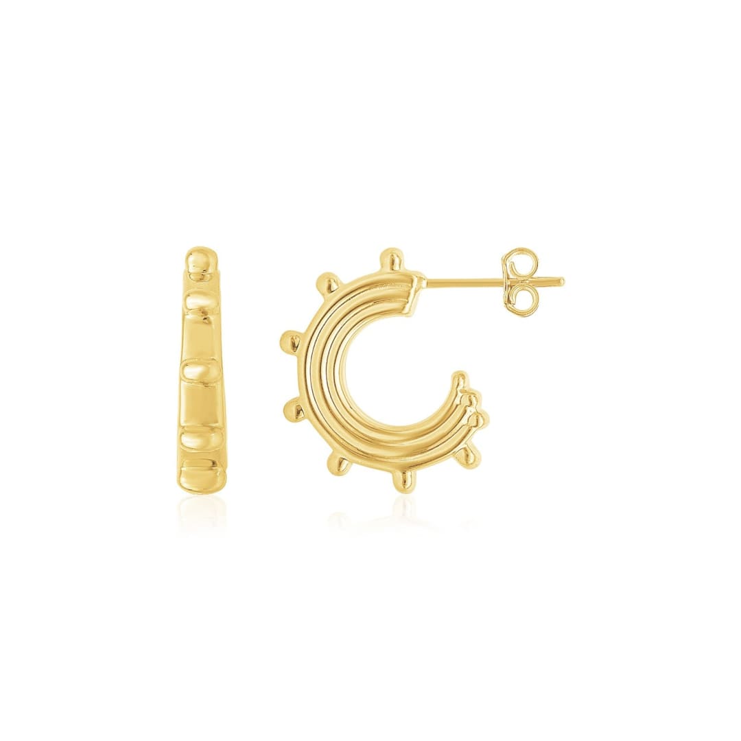 14K Yellow Gold Beaded Station Half Hoops | Richard Cannon Jewelry