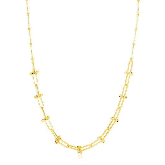 14k Yellow Gold Beaded U Link Chain Necklace | Richard Cannon Jewelry