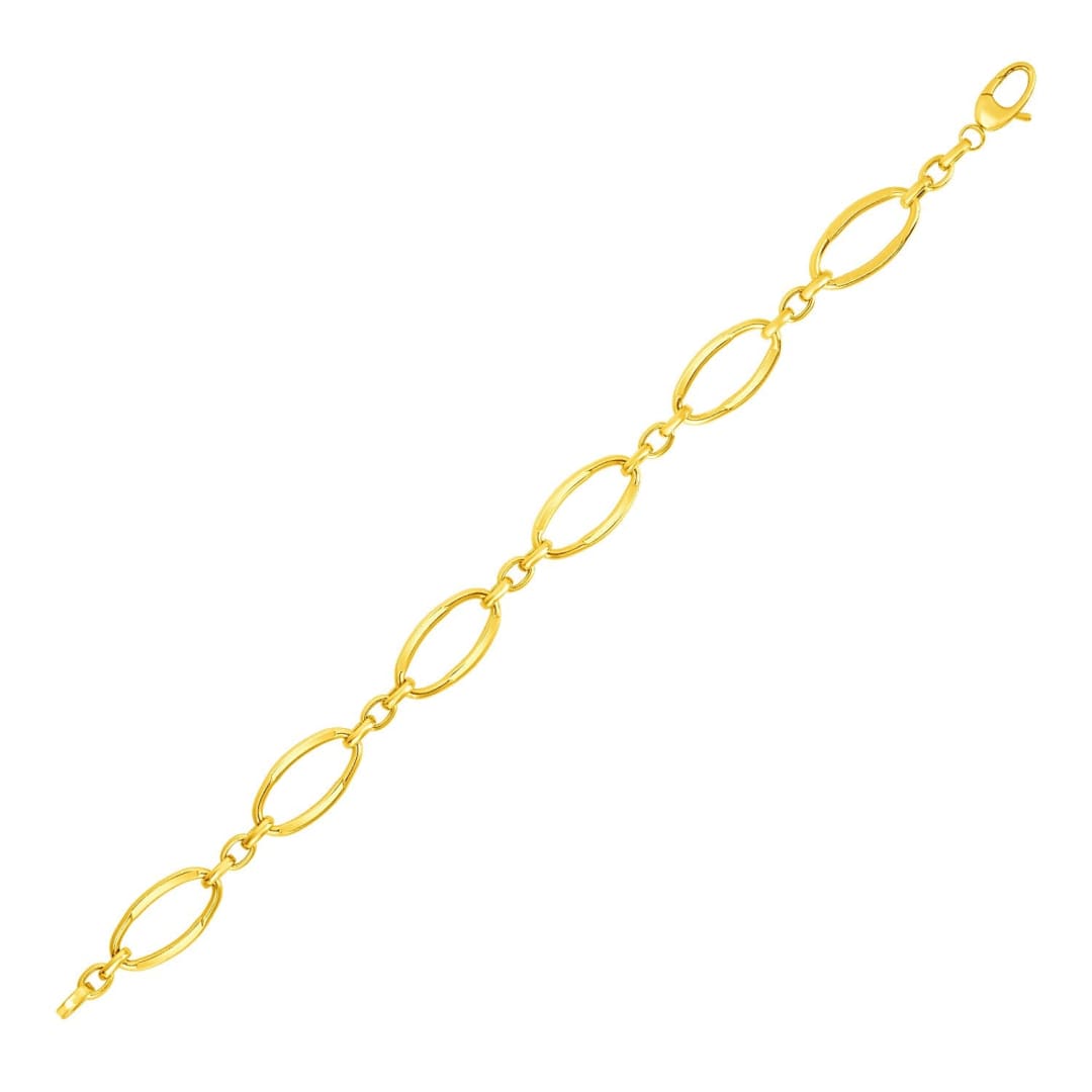 14k Yellow Gold Bracelet with Polished Oval Links | Richard Cannon Jewelry