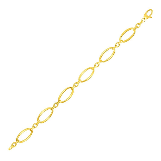 14k Yellow Gold Bracelet with Polished Oval Links | Richard Cannon Jewelry