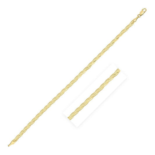 14k Yellow Gold Braided Herringbone Bracelet | Richard Cannon Jewelry