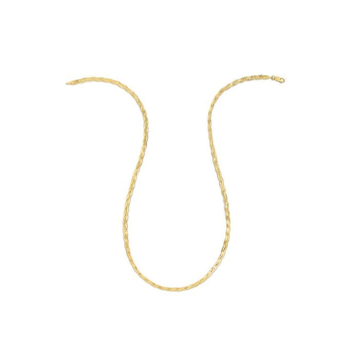 14k Yellow Gold Braided Herringbone Chain (3.20 mm) | Richard Cannon Jewelry