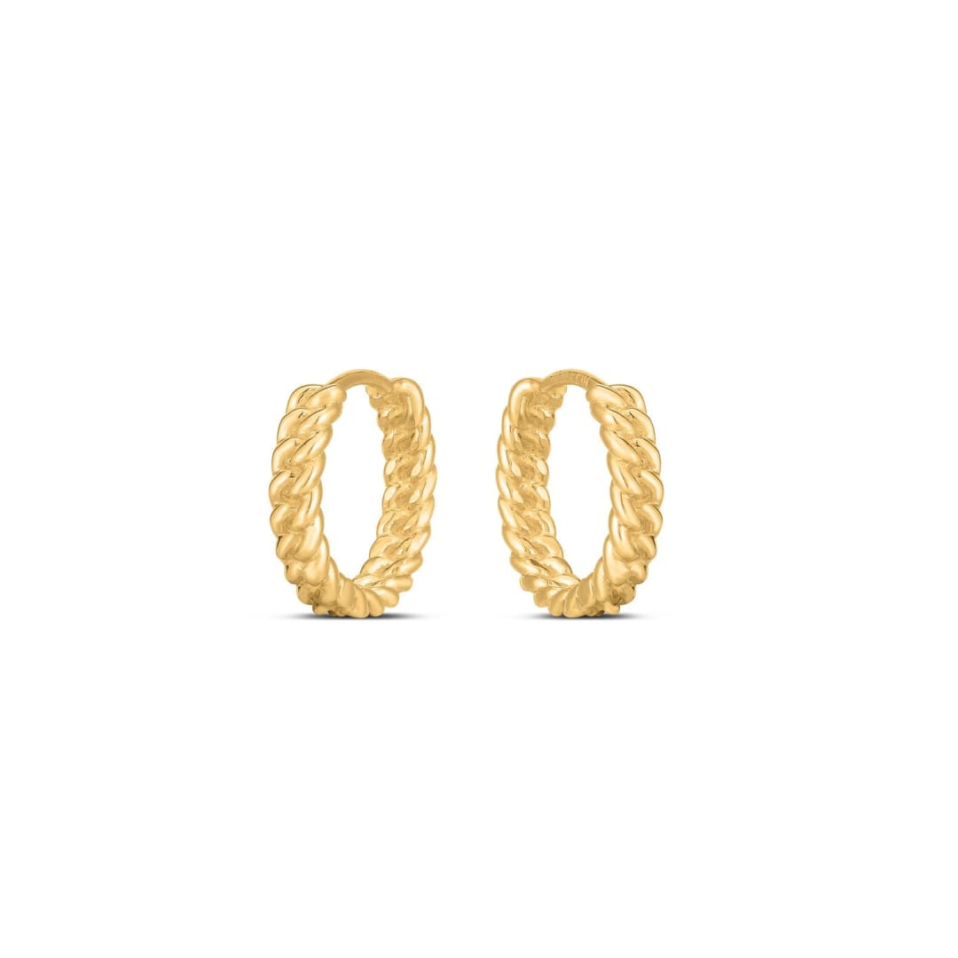 14k Yellow Gold Braided Huggie Hoops | Richard Cannon Jewelry