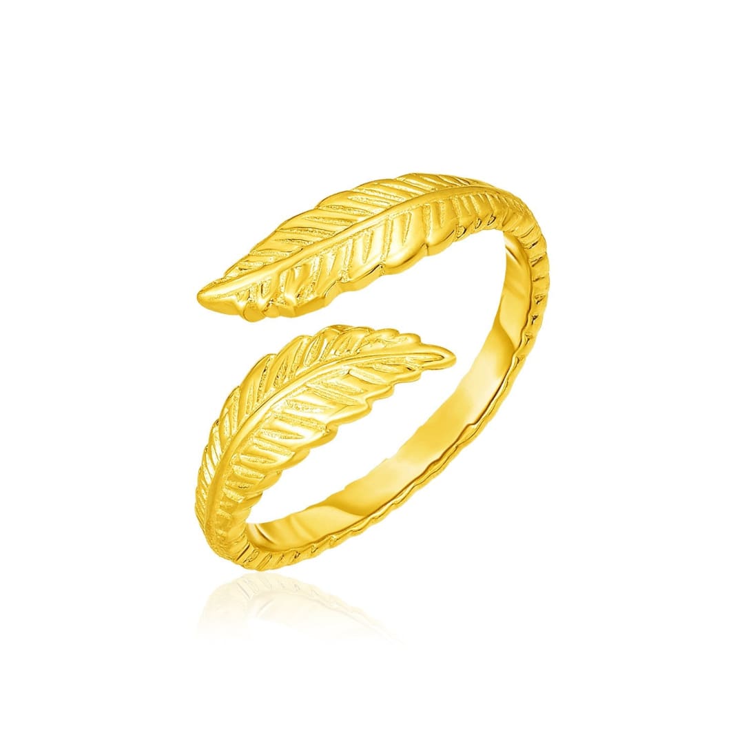 14k Yellow Gold Bypass Style Toe Ring with Leaves | Richard Cannon Jewelry