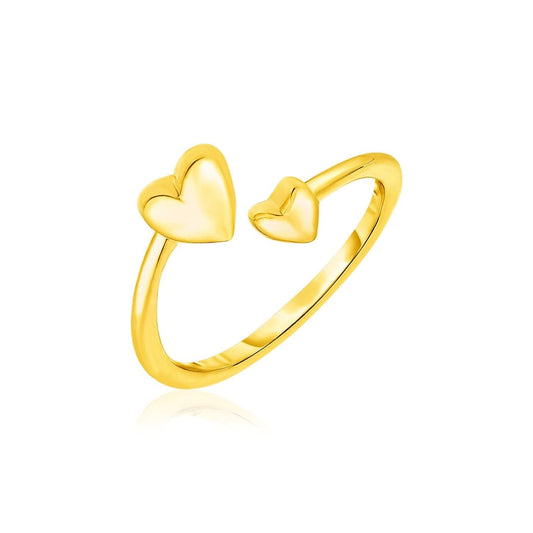 14k Yellow Gold Bypass Style Toe Ring with Polished Hearts | Richard Cannon Jewelry