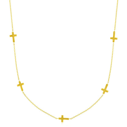 14k Yellow Gold Chain Necklace with Cross Stations | Richard Cannon Jewelry