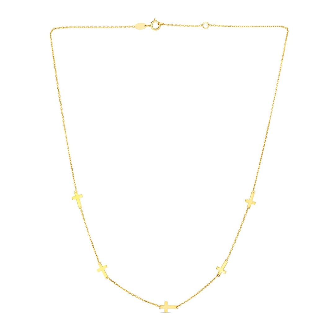 14k Yellow Gold Chain Necklace with Cross Stations | Richard Cannon Jewelry