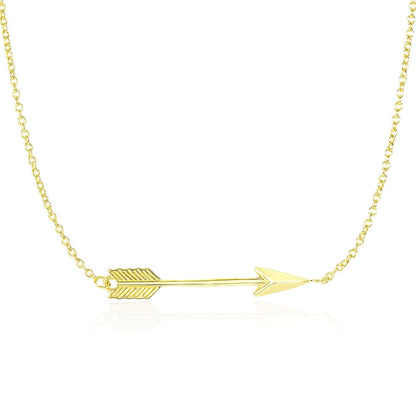 14k Yellow Gold Chain Necklace with Horizontal Arrow Pendant | Richard Cannon Jewelry