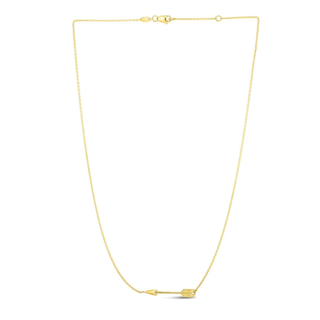 14k Yellow Gold Chain Necklace with Horizontal Arrow Pendant | Richard Cannon Jewelry