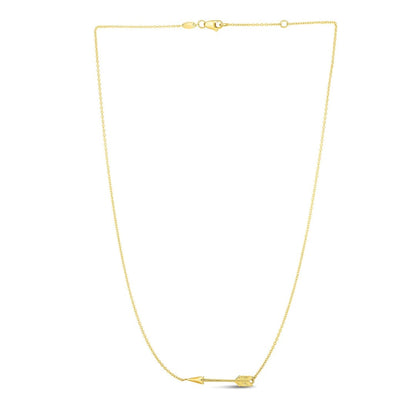 14k Yellow Gold Chain Necklace with Horizontal Arrow Pendant | Richard Cannon Jewelry