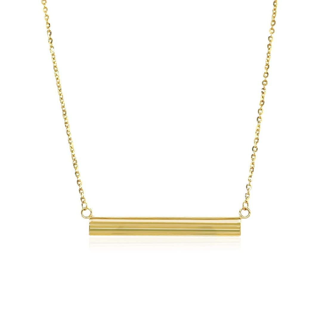 14k Yellow Gold Chain Necklace with a Shiny Flat Bar | Richard Cannon Jewelry