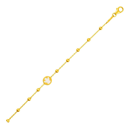 14k Yellow Gold Childrens Bracelet with Angel and Beads | Richard Cannon Jewelry