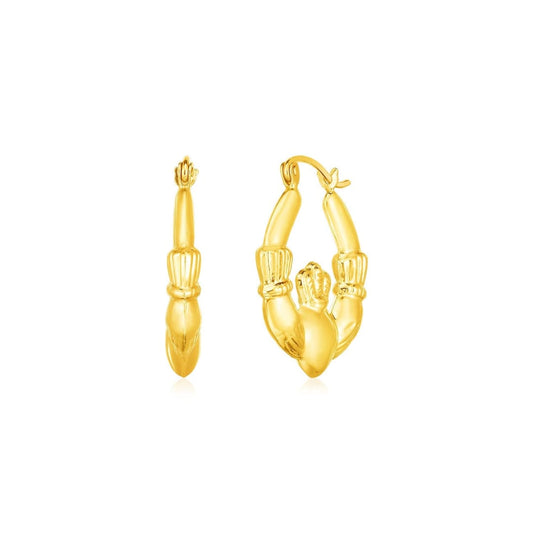 14K Yellow Gold Claddagh Symbol Hoop Earrings | Richard Cannon Jewelry