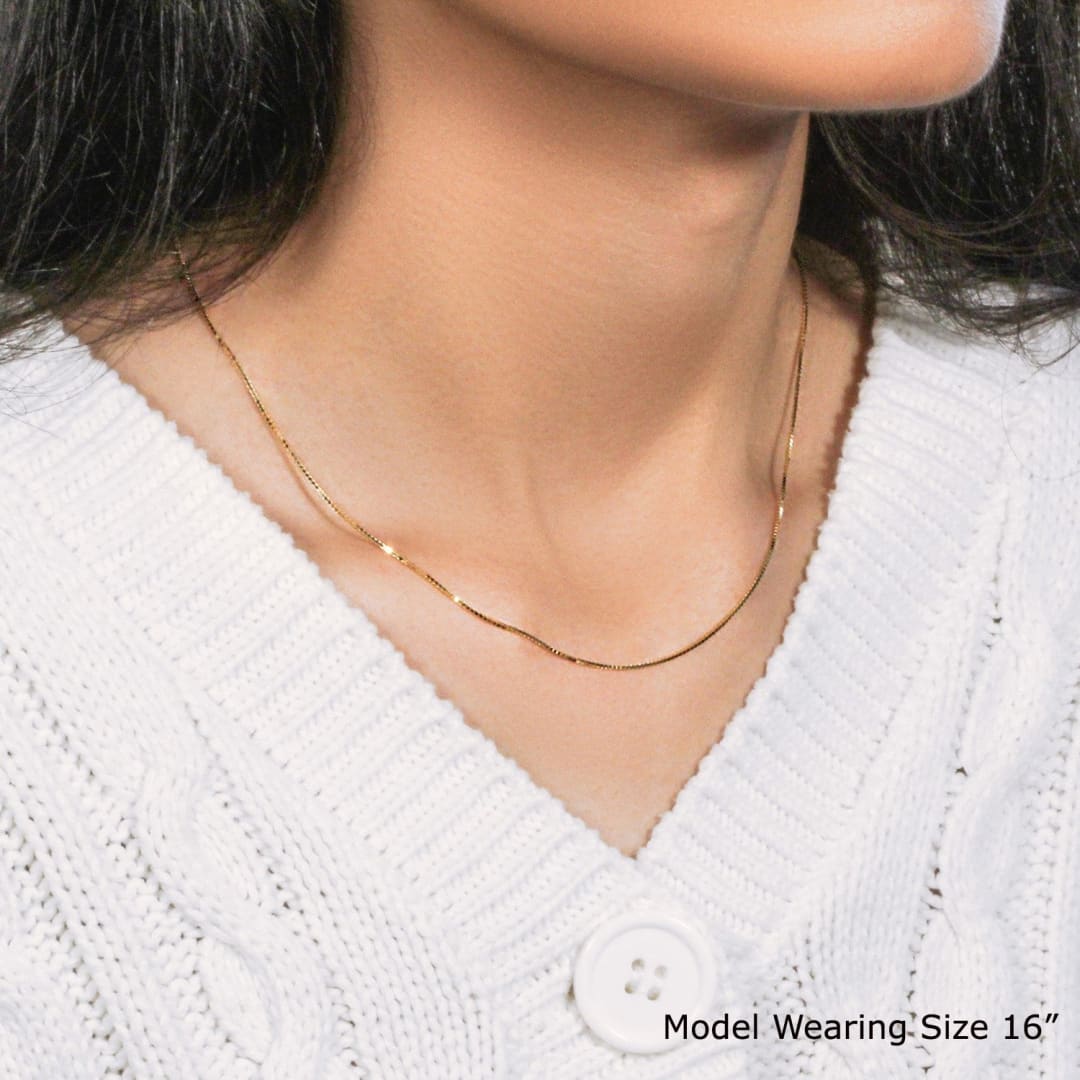 14k Yellow Gold Classic Box Chain 0.8mm | Richard Cannon Jewelry