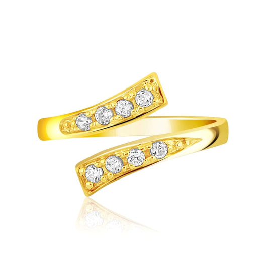 14k Yellow Gold Contemporary Cubic Zirconia Accented Toe Ring | Richard Cannon Jewelry
