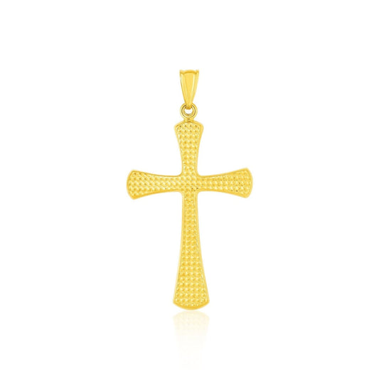 14k Yellow Gold Cross Pendant with Beaded Texture | Richard Cannon Jewelry