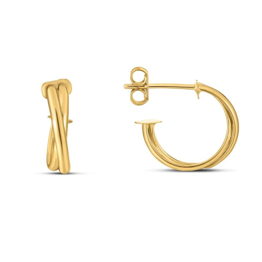 14k Yellow Gold Crossover Hoops | Richard Cannon Jewelry