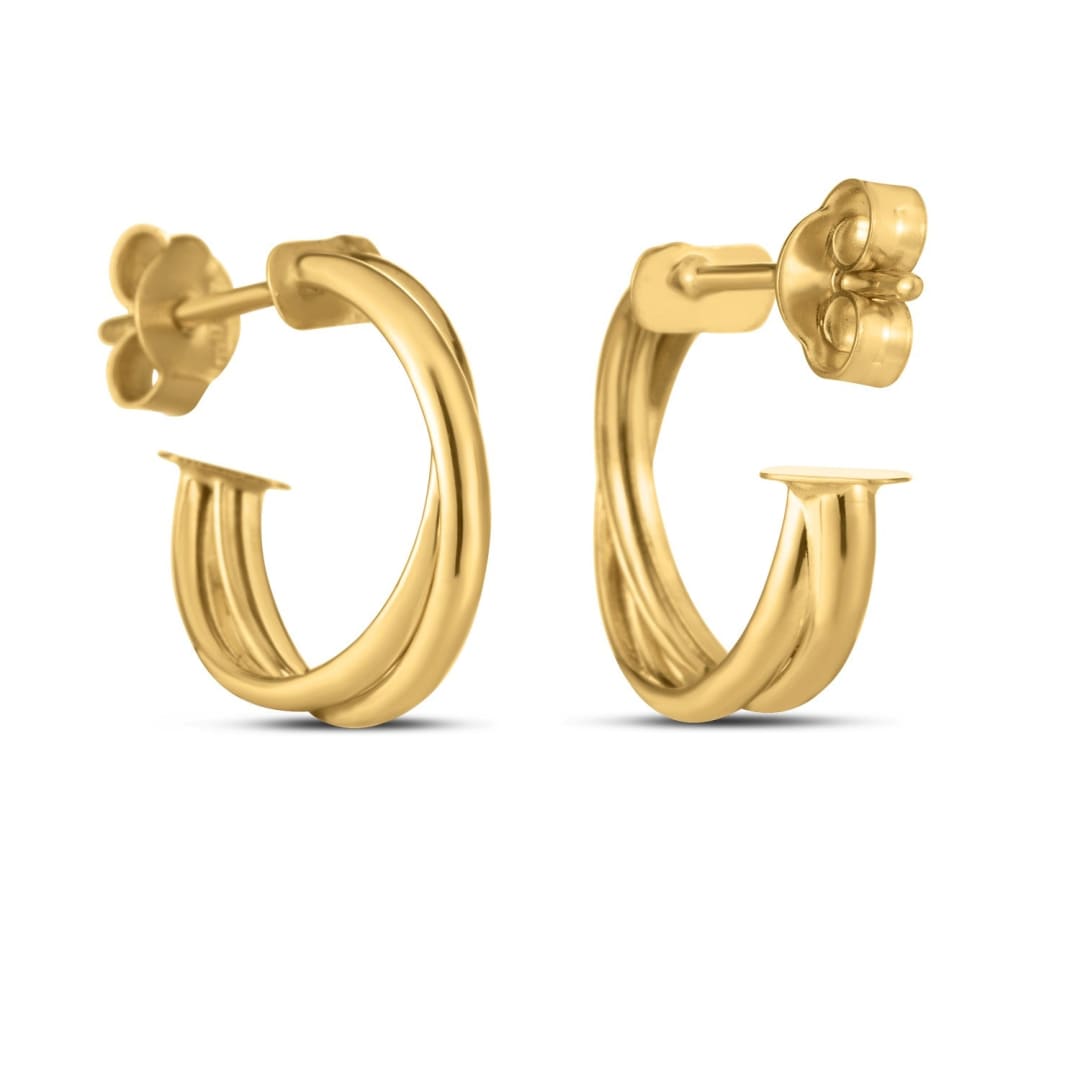 14k Yellow Gold Crossover Hoops | Richard Cannon Jewelry