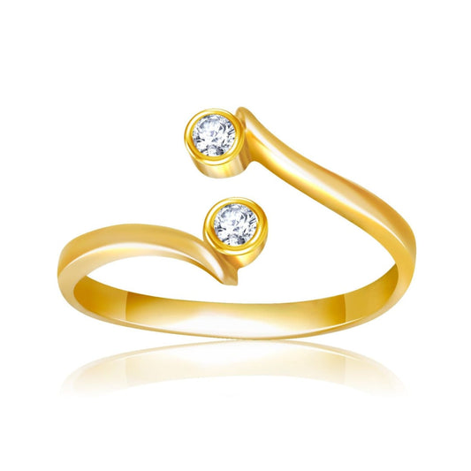 14k Yellow Gold Cubic Zirconia Accented Curve Ended Toe Ring | Richard Cannon Jewelry