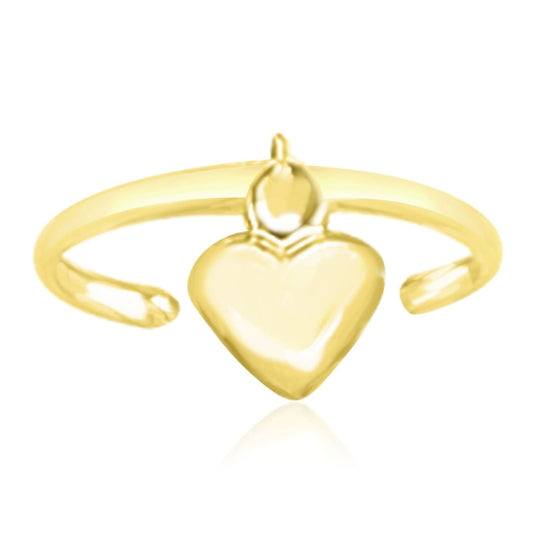 14k Yellow Gold Cuff Puffed Heart Toe Ring | Richard Cannon Jewelry
