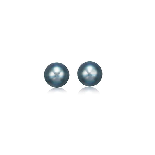 14k Yellow Gold Cultured Black Pearl Stud Earrings (6.0 mm) | Richard Cannon Jewelry