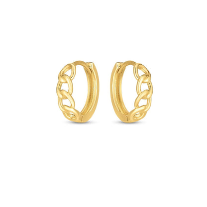 14k Yellow Gold Curb Huggie Hoop | Richard Cannon Jewelry