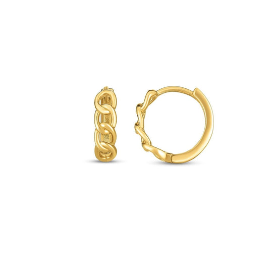 14k Yellow Gold Curb Huggie Hoop | Richard Cannon Jewelry