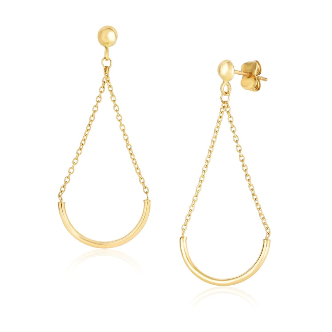 14k Yellow Gold Curved Chain Drop Earrings | Richard Cannon Jewelry