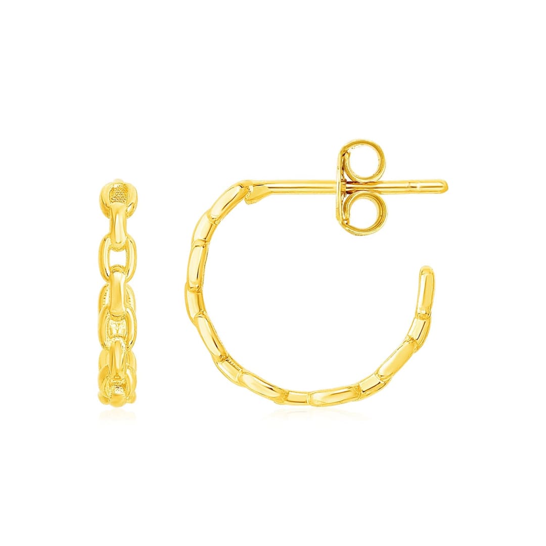 14k Yellow Gold Delicate Chain Hoop Earrings | Richard Cannon Jewelry